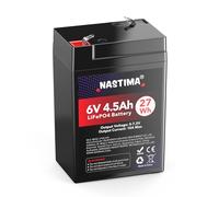 NASTIMA Batería Recargable 6V 4,5Ah LiFePO4 con Protección BMS y Ciclo Profundo 2000, Cámaras de Vigilancia, Coches de Juguete para Niños, Lanchas a Motor, Camping, Paneles Solares
