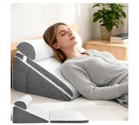 Nastopee Almohada ortopédica 3 en 1 para dormir apnea con almohada ajustable, cojín de cuña para reflujo ácido, alivio del dolor de espalda, snoring, elevación de piernas con cubierta lavable, dormir