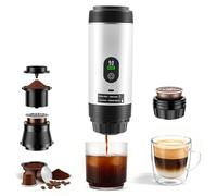Nastopee - Cafetera portátil 3 en 1 con batería y auto-Calfado USB-C, compatible con cápsulas y café molido, espresso portátil eléctrico para camping, viaje, coche, color blanco