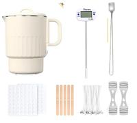 Nastopee Kit para Hacer Velas, 1l Fundidor De Cera Eléctrico, Kit Velas Termómetro, Mechas De Vela, Pegatinas para Mechas De Vela, Soporte para Mecha Y Cuchara
