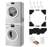 Nastopee Kit Union Lavadora Secadora Universal de 46-66 cm, Ajustable Kit Apilado Universal con Cuerda de Trinquete, Accesorios Soporte Lavadora Secadora para Lavadora y Secadora