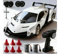Nastopee Lamborghini RC Car 1:18 4WD RC Drift Coche con luces LED, 35 KM/H Mini Drift Auto teledirigido 2.4 GHz Coche teledirigido para niños a partir de 6 7 8 9 10 11 12 años + (blanco)