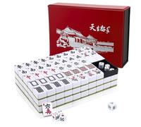 Nastopee Mahjong Game Large - Juego de Mahjong Chino de 3x2,25 cm con 146 Piezas, Piedras Majong fáciles de Leer, Juegos Completos de Majong, Estuche de Viaje Robusto para Familia y Fiesta