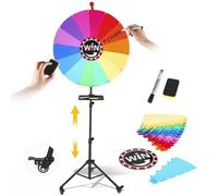 Nastopee Rueda de la fortuna para girar de 60 cm, rueda de la fortuna para dar forma a Delbst, con ruedas giratorias de 360°, 14 premios de colores personalizables, trípode ajustable de 90 a 165 cm