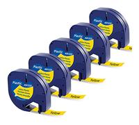 Nastro per Etichette MarkField Compatible con Dymo LetraTag Plastica 12mm x 4m Nastri Nero su Giallo S0721620 91202 para LT-100H LT-100T LT-110T QX 50 XR XM 2000