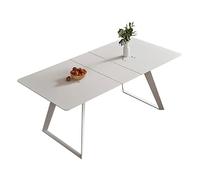 NASTYA Mesa de Comedor Mesa de Centro Mesa de Comedor Estilo Crema con Placa Roca for hogares pequeños, Plegable y retráctil, Moderna Sencilla Mesas de Centro para Salón