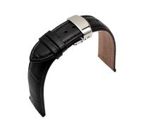 NASUNJIA Cierres Desplegables De Mariposa, Correa De Reloj De 18mm, 19mm, 20mm, 21mm, 22mm, Reloj De Cuero Genuino, Correas For Hombres, Pulseras, Correa De Reloj De Promoción(Black gold buckle,14mm)