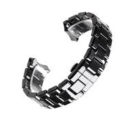 NASUNJIA Correa de cerámica de 18mm y 22mm Compatible con reloj AR1400 AR1410 AR1402 AR1401, pulsera for hombre y mujer, cinturón con botón de mariposa blanco y negro(Black silver,22mm)