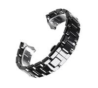 NASUNJIA Correa de cerámica de 18mm y 22mm Compatible con reloj AR1400 AR1410 AR1402 AR1401, pulsera for hombre y mujer, cinturón con botón de mariposa blanco y negro(Black rose gold,22mm)