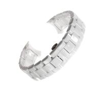 NASUNJIA Correa de cerámica de 18mm y 22mm Compatible con reloj AR1400 AR1410 AR1402 AR1401, pulsera for hombre y mujer, cinturón con botón de mariposa blanco y negro(White rose gold,18mm)