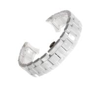 NASUNJIA Correa de cerámica de 18mm y 22mm Compatible con reloj AR1400 AR1410 AR1402 AR1401, pulsera for hombre y mujer, cinturón con botón de mariposa blanco y negro(White silver,22mm)