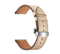 NASUNJIA Correa de cuero de 20 mm compatible con Samsung Galaxy Watch 4 3 Band clásica 42 mm 46 mm activo 2 40 mm 44 mm 41 mm Pulsera for Garmin Venu/SQ Cinturón(Apricot-Silver Clasp)
