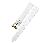 NASUNJIA Correa De Reloj Cuero Genuino, Suave Y Cómoda, Accesorio For Trumpeter 14 Mm(White-Gold-K12,14mm)