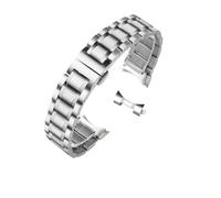 NASUNJIA Correa de reloj de acero inoxidable con extremo curvo, correas de reloj de 16mm, 17mm, 18mm, 19mm, 20mm, 21mm, 22mm, 23mm y 24mm, pulsera con bandas de acero (Color : Silver- curved, Size :
