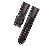 NASUNJIA Correa De Reloj De Cuero De Bambú Auténtico Con Patrón De Cocodrilo De 24mm Y 26mm Compatible Con Correa Panerai PAM441, Pulsera Con Hebilla De Mariposa, Accesorios(Dark Brown Flat,24MM WITH