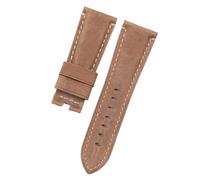 NASUNJIA Correa De Reloj De Cuero De Bambú Auténtico Con Patrón De Cocodrilo De 24mm Y 26mm Compatible Con Correa Panerai PAM441, Pulsera Con Hebilla De Mariposa, Accesorios(Brown Flat,26MM WITH LOGO_