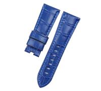 NASUNJIA Correa De Reloj De Cuero De Bambú Auténtico Con Patrón De Cocodrilo De 24mm Y 26mm Compatible Con Correa Panerai PAM441, Pulsera Con Hebilla De Mariposa, Accesorios(Light Blue,24MM WITH LOGO_