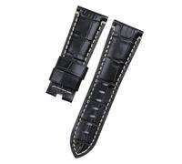 NASUNJIA Correa De Reloj De Cuero De Bambú Auténtico Con Patrón De Cocodrilo De 24mm Y 26mm Compatible Con Correa Panerai PAM441, Pulsera Con Hebilla De Mariposa, Accesorios(Black Yellow White,26MM WI