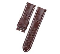 NASUNJIA Correa De Reloj De Cuero De Bambú Auténtico Con Patrón De Cocodrilo De 24mm Y 26mm Compatible Con Correa Panerai PAM441, Pulsera Con Hebilla De Mariposa, Accesorios(Brown White Line,26MM WITH