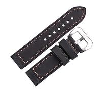 NASUNJIA Correa De Reloj De Cuero Hecha A Mano, Diseño Retro De Piel De Vaca En Negro, Marrón, Rojo, Compatible Con Relojes De 22mm Y 24mm, Correas De Reloj Con Hebilla(Black,22mm)