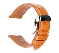 NASUNJIA Correa De Reloj De Cuero Marrón Y Negro A La Moda, Correa De Reloj De 18mm, 20mm, 22mm Y 24mm For Hombre Y Mujer, Pulsera Con Hebilla De Mariposa(Color:LB Butterfly S,Size:20mm)