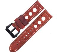 NASUNJIA Correa De Reloj De Piel De Becerro 20 Mm Transpirable Correa De Reloj De Cuero Real De 22 Mm 24 Mm Compatible Con Galaxy Watch Active 2(Red-Black Buckle,22mm)