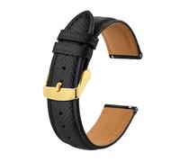 NASUNJIA Correas De Reloj De Cuero Con Textura For Hombres Y Mujeres, Correa De Reloj De 18mm, 20mm Y 22mm, Correa De Reloj De Liberación Rápida, Color Rosa Claro, Hebilla Dorada(Black-Gold,22mm)