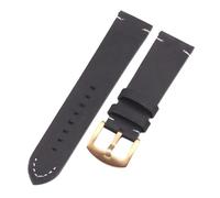 NASUNJIA Correas De Reloj De Cuero Genuino For Hombre, Color Negro Y Marrón Oscuro, De 18, 20 Y 22 Mm, Correa De Reloj Vintage Suave con Hebilla De Metal, Accesorios.(Black Gold Buckle,22mm)