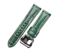 NASUNJIA Correas De Reloj De Cuero Genuino Negro Marrón Rojo Azul Verde Naranja Mujeres Hombres Correa De Reloj Accesorios 20mm 22mm 24mm(Green Black Buckle,24mm)