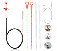 Nasxkji 6 Piezas Desatascador Tuberias Manual con pinza de 1,6 m - Alambre Desatascador Tuberias y Cepillo de Limpieza para Cocina Baño Ducha Fregadero y Frigorífico