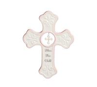 Nat et Jules Bless CE Croix à suspendre Enfant, Rose
