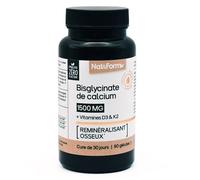 Nat & Form Nature Bislicinato de calcio + Vitaminas D3 y K2 remineralizador óseo 90 cápsulas