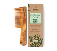 Nat Habit - Back To Natural Secrets Everyday Kacchi - Peine de neem, peine de madera, crecimiento del cabello, peine para hombres, mujeres, tratado con aceite de neem, Bhringraj y 17 hierbas (dientes