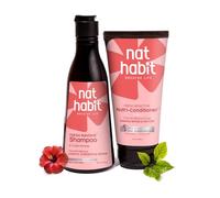 Nat Habit Hibiscus Navdha - Combo de champú y acondicionador con Reetha, Amla y Castor para mujeres y hombres, cabello seco y encrespado, crecimiento del cabello y caída del cabello, control de