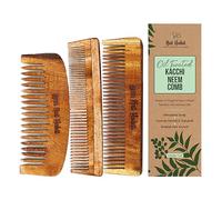 Nat Habit Kacchi Neem Wooden Comb - Soaked In 17 Hierbas, Neem & Sesamo Oil - Pocket-Sized For Voluminous Hair, Men & Kids Short Hair, Combo (Bouse Comb, Pocket Fine & Dual Tooth)