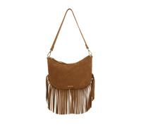 Nat & Nin Bolso bandolera de piel, LUNE FRANGE. Color Marron