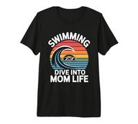 Natación Sumérgete En Mamá Vida Retro Ola Puesta Camiseta Premium