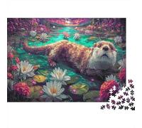 Nataciones de Otter en Water Lily Pond Puzzle De 1000 Piezas para Adultos, Rompecabezas Regalo, Vida Silvestre 38x26cm/1000pcs