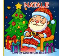 Natale Libro da colorare per bambini: Disegni semplici Decorati con Pattern Mandala in Formato Quadrato e Retro Nero