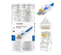 NataLink Conectores RJ45 Cat 6, paquete de 200 conectores de paso Cat6, conectores de cable Ethernet, conectores modulares RJ45 para cable UTP sólido o trenzado
