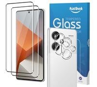 Natbok 2+2 Piezas 3D Protector de Pantalla para Redmi Note 13 Pro+ con Protección de Cámara,Cristal Templado,Dureza 9H,Antihuellas,Sin Burbujas,Ultra Transparente Premium Vidrio Templado