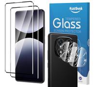 Natbok 2+2 Piezas 3D Protector de Pantalla para Xiaomi Redmi Note 14 Pro 5G 6,67" con Protección de Cámara, Cristal Templado,Dureza 9H,Antihuellas,Sin Burbujas,Ultra Transparente Vidrio Templado