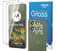 Natbok 2+2 Piezas Protector de Pantalla para Moto Edge 70 con Protección de Cámara,Cristal Templado,Dureza 9H,Antihuellas,Sin Burbujas,Ultra Transparente Premium Vidrio Templado