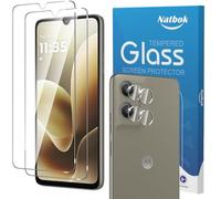 Natbok 2+2 Piezas Protector de Pantalla para Motorola Moto G06/ G06 Power 6,88 Pulgadas con Protección de Cámara, Cristal Templado, Dureza 9H, Antihuellas, Sin Burbujas, Ultra Premium Vidrio Templado