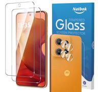 Natbok 2+2 Piezas Protector de Pantalla para Motorola Moto G15/G15 Power 5g con Protección de Cámara,Cristal Templado,Dureza 9H,Antihuellas,Sin Burbujas,Ultra Transparente Premium Vidrio Templado