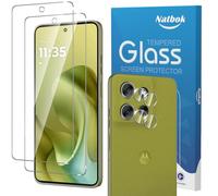 Natbok 2+2 Piezas Protector de Pantalla para Motorola Moto G86 5G con Protección de Cámara,Cristal Templado,Dureza 9H,Antihuellas,Sin Burbujas,Ultra Transparente Premium Vidrio Templado