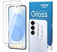 Natbok 2+2 Piezas Protector de Pantalla para Samsung Galaxy S25 con Protección de Cámara,Cristal Templado,Dureza 9H,Antihuellas,Sin Burbujas,Ultra Transparente Premium Vidrio Templado
