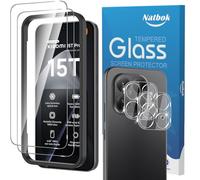 Natbok 2+2 Piezas Protector de Pantalla para Xiaomi Mi 15T Pro 5G Cristal Templado para Xiaomi 15 T Pro con Protección de Cámara Antihuellas Sin Burbujas Vidrio Templado con Marco de Montaje