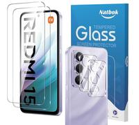 Natbok 2+2 Piezas Protector de Pantalla para Xiaomi Redmi 15 4G/5G con Protección de Cámara,Cristal Templado,Dureza 9H,Antihuellas,Sin Burbujas,Ultra Transparente Premium Vidrio Templado