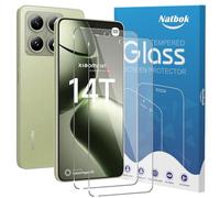 Natbok 2 Piezas Protector de Pantalla para Xiaomi 14T/14T Pro/Poco X7 Pro/Poco F7 Pro 5G, Antihuellas Sin Burbujas 0.33mm Ultra Transparente Premium Cristal Vidrio Templado para Xiaomi 14T Pro